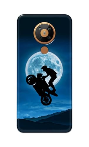 Image of Printed Hard Back Cover for Nokia 5.3 Back Cover (Biker On Moon) -190724(DP)