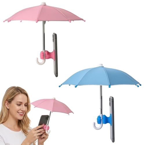 KSVFTB Phone Umbrella for Sun 2Pcs Phone Umbrella with 2 Suction Cups Outdoor Photography Cycling Motorcycling Beach ActivitiesPink+Blue