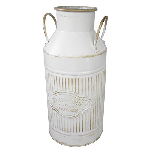 Hogar y Mas Macetero Decorativo Blanco Vertical de Metal, Ideal para Exterior o Interior. Vintage/Original 47x22x14 cm