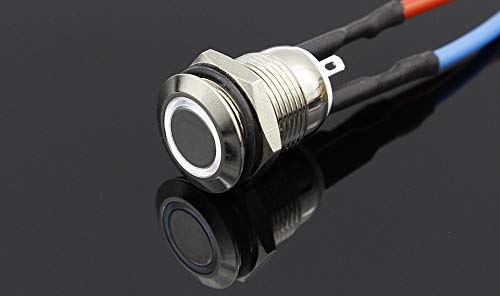 RDR STORE Waterproof Momentary Type Flat Round Stainless Steel Metal Push Button Switch LED Light (12 mm, Momentary White)-picture-25