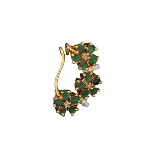 Elegant Gold-Plated Floral Ear Cuff for Women, Crystal-Studded Flower Design, Non-Pierced Ear Jewelry-image-33
