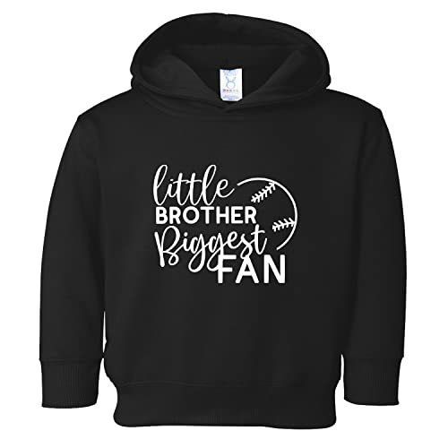Tees & Tails Little Brother Baseball Biggest Fan Toddler Pullover Fleece Hoodie