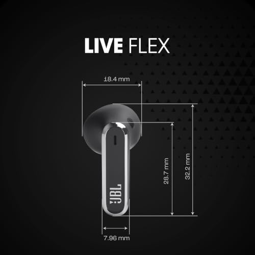 JBL Live Flex – In-Ear-Bluetooth-Kopfhörer mit 40 Stunden Akkulaufzeit – Geräuschunterdrückung und wasserdicht – Schwarz – Ansicht 4