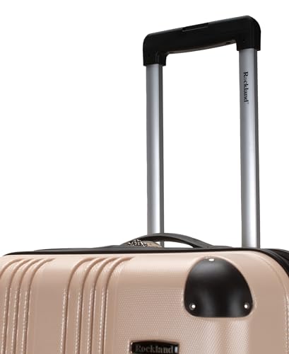 Image of Rockland London Hardside Expandable Spinner Wheel Luggage, Champagne, Checked-Large 28-Inch