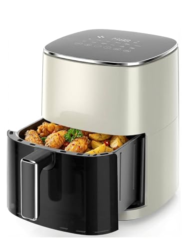 Image of Air Fryer 6QT with Clear Window, 12-in-1 Air Fryer Oven, Square Airfryer, Air Fry, Roast, Reheat, Dehydrate, Bake, Steam, 400ยฐF Rapid Air Crispy Technology, Beige