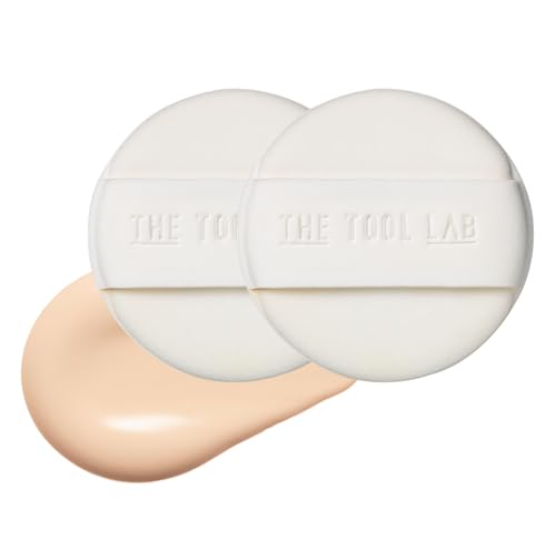 THE TOOL LAB Long-Lasting Tension Puff (Airy type, Round) - Korean Olive Young Makeup Puff Sponge for Liquid Foundation Cushion Shading Blusher, 100% Pure Rubycell for Lightweight Adherence - 2.1 inch