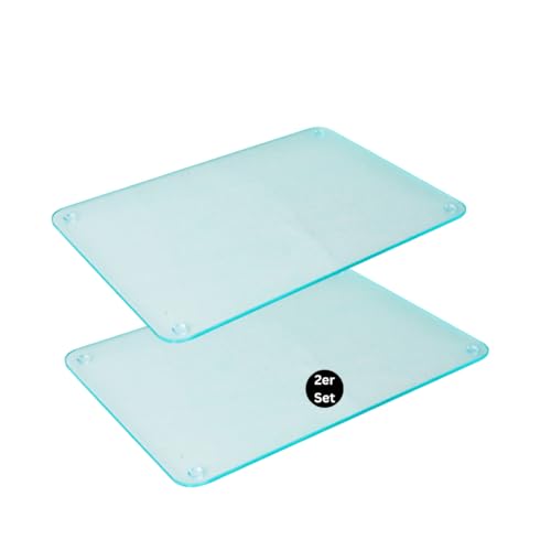 getgastro Juego de 2 tablas de cortar de cristal de 30 x 20 cm, antideslizantes, con pies, tabla de cortar de cristal sin microplástico, higiénica, superficie resistente a los arañazos y al calor