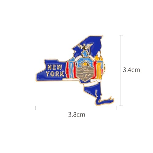 Image of State Shaped Map Lapel Metal Pin Enamel Brooch Keepsake Beautifully Designed for Backpack Hat