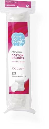 Simply Soft Premium Cotton Rounds, 100% Pure Cotton, Absorbent Cotton Pads, 100 Count (Pack of 6)