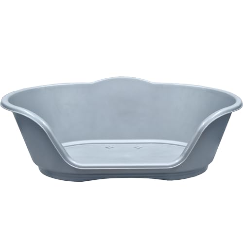 KetoPlastics Dog Bed Plastic Pet Bed Ideal as Dog Bed Cat Basket Large Heavy Duty Made in the UK - Silver