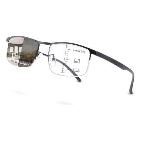 YIMI Progressive Photochromic Multifocus Reading Glasses UV400 Sun Readers Computer Anti Blue Light Glasses for Men Women(Black, 2.00, multiplier_x) Cover