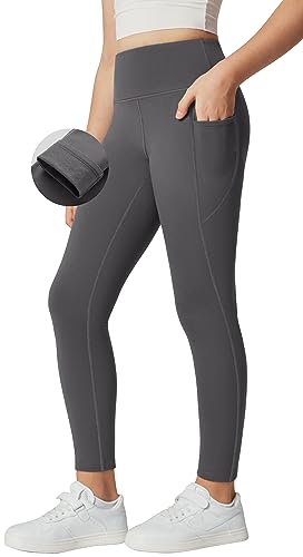IUGA Girls Fleece Lined Leggings High Waisted Yoga Pants with