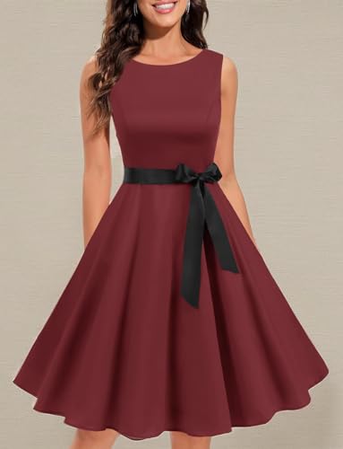Image of Gardenwed Women's Vintage Dress Sleeveless Cocktail 1950s Dresses Retro Tea Party Swing