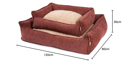 JAMAXX Premium Hundebett Orthopädisch Memory Visco Schaum Waschbar Abnehmbarer Bezug Wasserabweisend - Weiches Sofa Hundekorb Hunde-Körbchen mit Wendekissen / PDB2004 S-XL (120 x 90 (L), Terracotta)