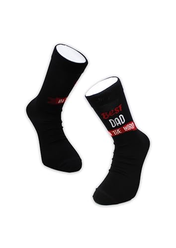 budget gifts Best Dad In The World 1 par de calcetines de bambú en caja de regalo, talla 36-48, Negro, ^