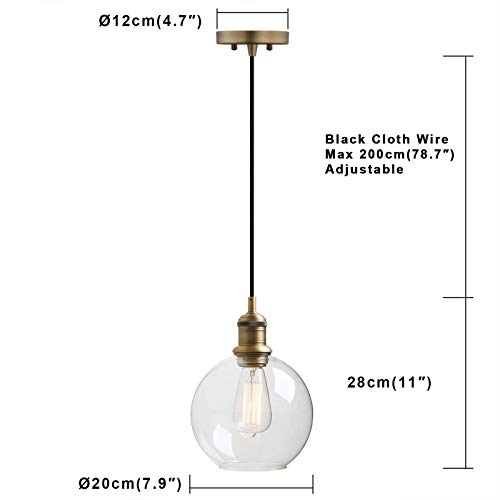Suspension globe rétro en verre soufflé et métal noir pour intérieur chic - 4