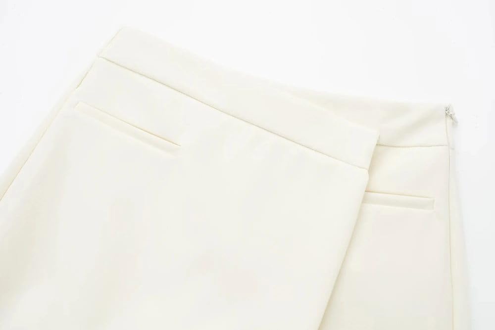 SWEPER Jupe Courte Femme - Jupe-Short Asymétrique pour Femmes, Jupe-Short Chic Et Féminin avec Fausses Poches Passepoilées, Taille Haute