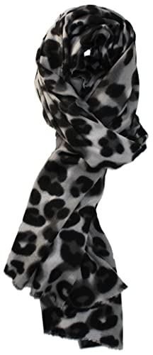 Ted & Jack - Cashmere Feel Camouflage Or Leopard Print Fall/Winter Scarf (Grey And Black Fleece) #TOP2