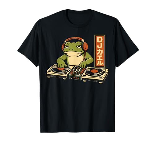 DJ Frog Retro Japanese DJ Turntable Vinyl Music Lover T-Shirt