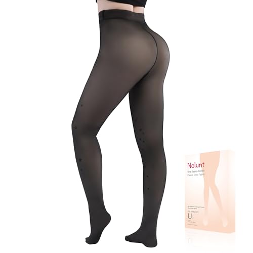 Image of Fleece Lined Tights Sheer Women,Fake Translucent Warm Pantyhose Leggings Sheer Thermal Tights for Women in Winter.