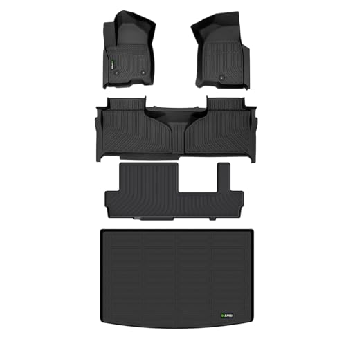 HAFIDI Floor Mats & Cargo Liner Custom for 2021-2025 2026 Chevy Suburban/GMC Yukon XL 8 Seats (Bench Seating) All Weather Protection TPE Heavy Duty Floor Liners Full Set Accessories-Black