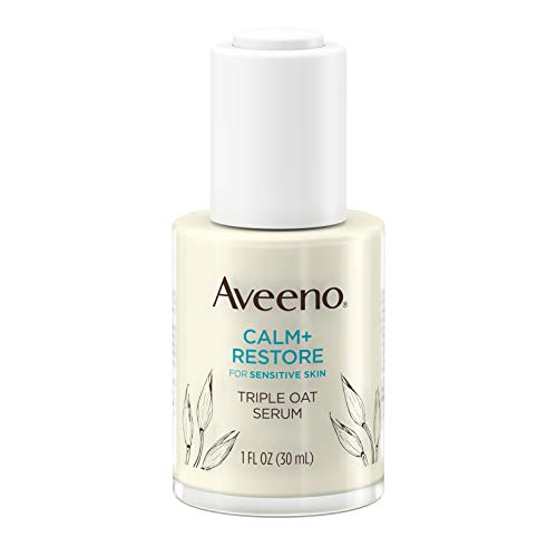 Aveeno Calm + Restore Triple Oat Hydrating Face Serum for Sensitive Skin, Gentle & Lightweight Facial Serum to Smooth & Fortify Skin, Hypoallergenic, Fragrance- & Paraben-Free, 1 fl. oz (Pack of 3)
