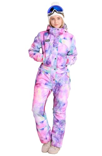 Bluemagic Womens Snowsuit One Pieces Ski Suits Jumpsuits Colorful Coveralls Snowboard Winter Outdoor (L,PPL 2020)