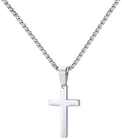 Cross Necklace for Men, Stainless Steel 