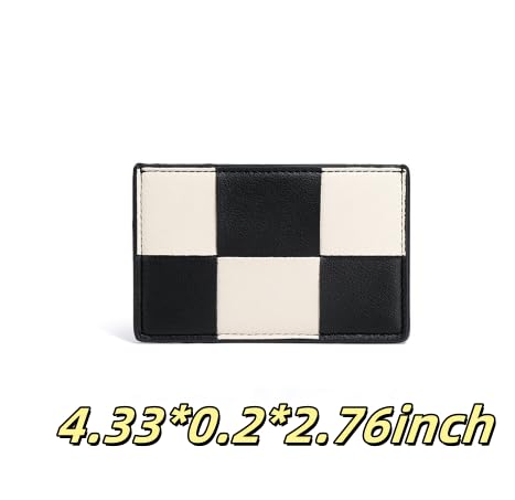Checkered Wallet-Slim Minimalist RFID Blocking Credit Card Holder for Men&Women,Woven PU Leather Front Pocket Organizer with 5 Card Slots,Multifunctional Travel Money Clip Wallet Gift(black)2