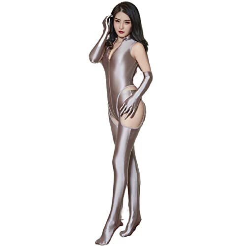 Sexy Hot Erotische Lingerie voor Vrouwen Hollow Sheer Oil Shiny Bodysuit Set Hoge Elastische Clubwear Dans Bodystockings… - Afbeelding 4