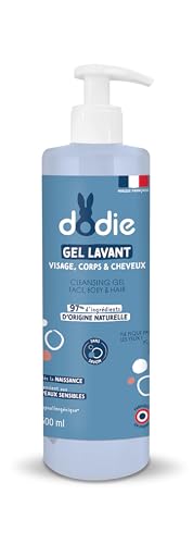 DODIE Gel Lavant 3 en 1 (500 mL) - Nettoyant Visage, Corps et Cheveux - 92% d’ingrédients d’origine naturelle, Hypoallergénique - Dès la naissance