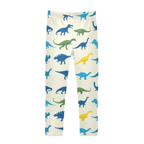 Vdsrup Girls Leggings Blue Dinosaur Green Kids Length Leggings Pants Athletic Yoga Pants Cute Toddler Tights Trousers 4T