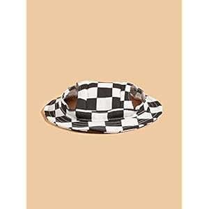 Qwinee plaid pattern dog hat with ear hole round brim dog puppy cat sun hat bucket hat outdoor sun protection pet caps for small medium cats dogs kitten black and white l   cucciolini doodles