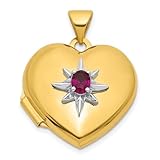 JewelryWeb 14ct and White Rhodium Polished Lab Created Ruby 18mm Love Heart Locket Locket Necklace for Women