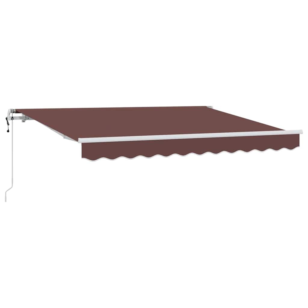 Toldo retráctil de 350 x 200 cm marrón con brazo articulado con mando a distancia, toldo retráctil de tela y aluminio, protección solar para jardín, terraza y balcón