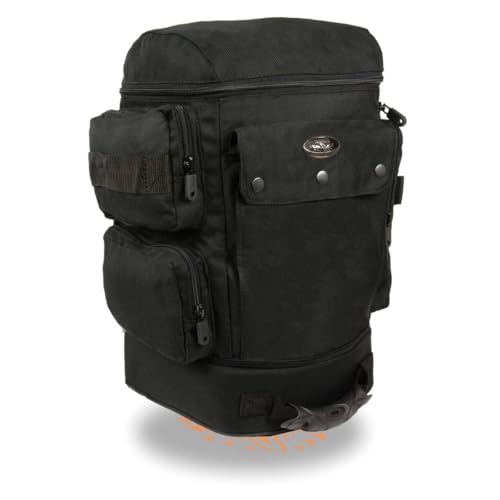 Milwaukee Leather SH688 Large Black Retractable Nylon Sissy Bar Motorcycle Bag with Luggage Handle - Large