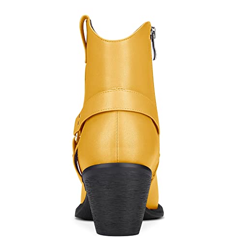 Aachcol Women Ankle Boots Short Bootie Square Toe Low Kitten Chunky Block Heel Western Cowboy Cowgirl Matte Zipper Dress Shoes 2.5 Inch4