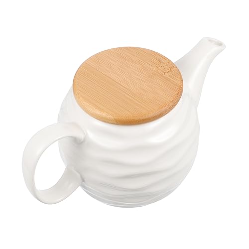 Zerodeko 1pc Pot Liquid Condiment Dispenser Sauce Pourer Liquid Containers Ceramic Pitcher with Lid Mini Ceramic Container Gravy Restaurant Condiment Bowl White Grease Retainer