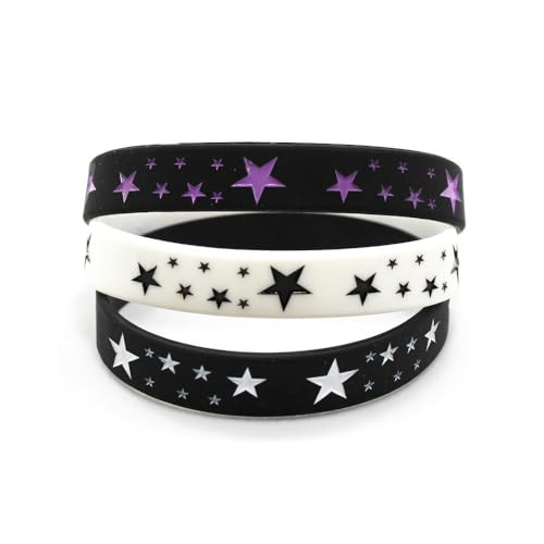 Caiyao Silicone Wristbands Bracelets Poker Star Y2K Funny Wristbands Decoration for Women Men Teen Friends Gift-3Pcs Star