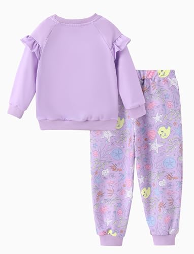 Image of Disney Frozen Toddler Girl Outfits Long Sleeve Shirt and Pocket Pant Clothing Sets Fall Casual Pullover Dailywear