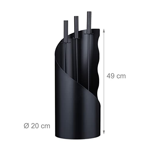 Relaxdays Accesorios Chimenea, Modernos, Juego Estufa de 4 Piezas con Atizador, Pala de Cenizas, Escoba y Soporte, Negro - imagen 4