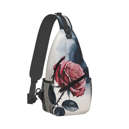 Rose Flower Crossbody Sling Bag For Women Men Fashion Adjustable Chest Bag Sling Backpack Casual Shoulder Bag Daypack2