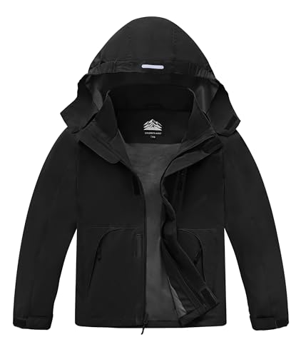 Image of Boys Rain Jacket Kids Lightweight Rain Jackets Waterproof Hooded Windbreaker Outdoor Coats for Boys Girls