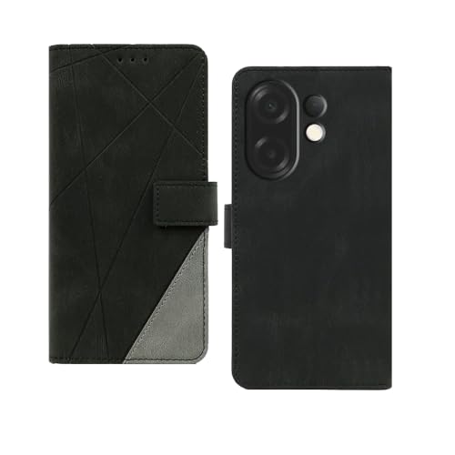 Image of amazon basics Vivo X200T 5G Flip Cover | Card Pockets Wallet & Stand | Flip Cover for Vivo X200T 5G (Black with Grey)
