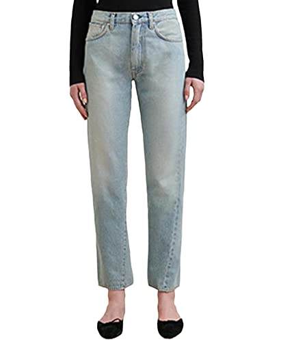 Jean droit bleu clair pour femme coupe asymétrique vintage taille 54