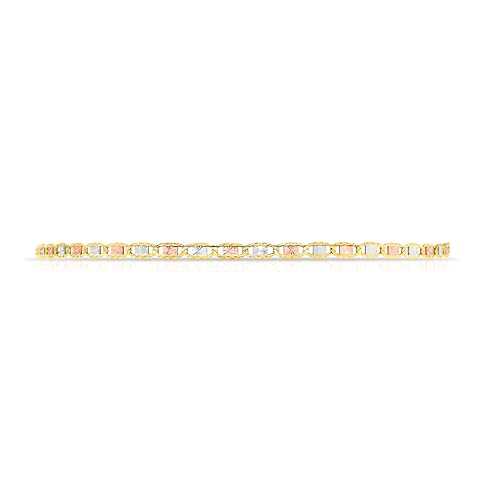 Floreo 10k Tri-Color Gold 2mm Valentino Link Chain Bracelet or Anklet4
