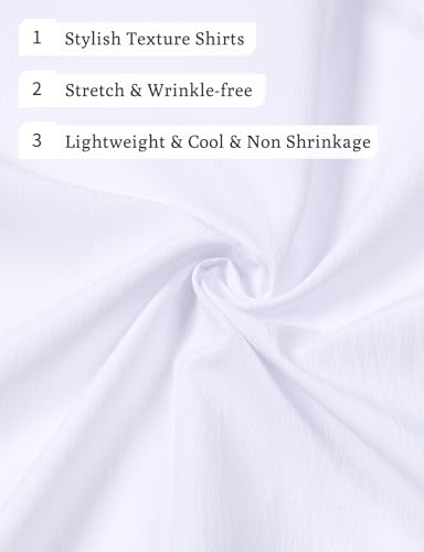 Image of JEMITOP Mens Stretch Wrinkle Free Texture Shirts
