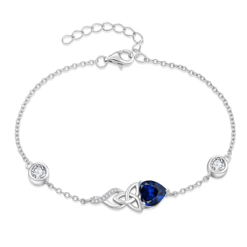 Infinity Celtic Knot Bracelet 925 Sterling Silver Birthstone Bracelet Irish Jewelry Gifts for Women