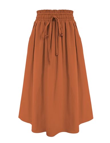 Image of Girls Maxi Skirt A-Line Uniform Skirts School Daily Skirt with Pockets, 4-13 Years