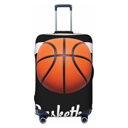 Zipper Closure Luggage Suitcase Protector Fits 19-32 inch Luggages, 3D Printed Basketball Black White Stripes Anti-Scratch Stretchy Travel Luggage Suitcase Protector Baggage Cover